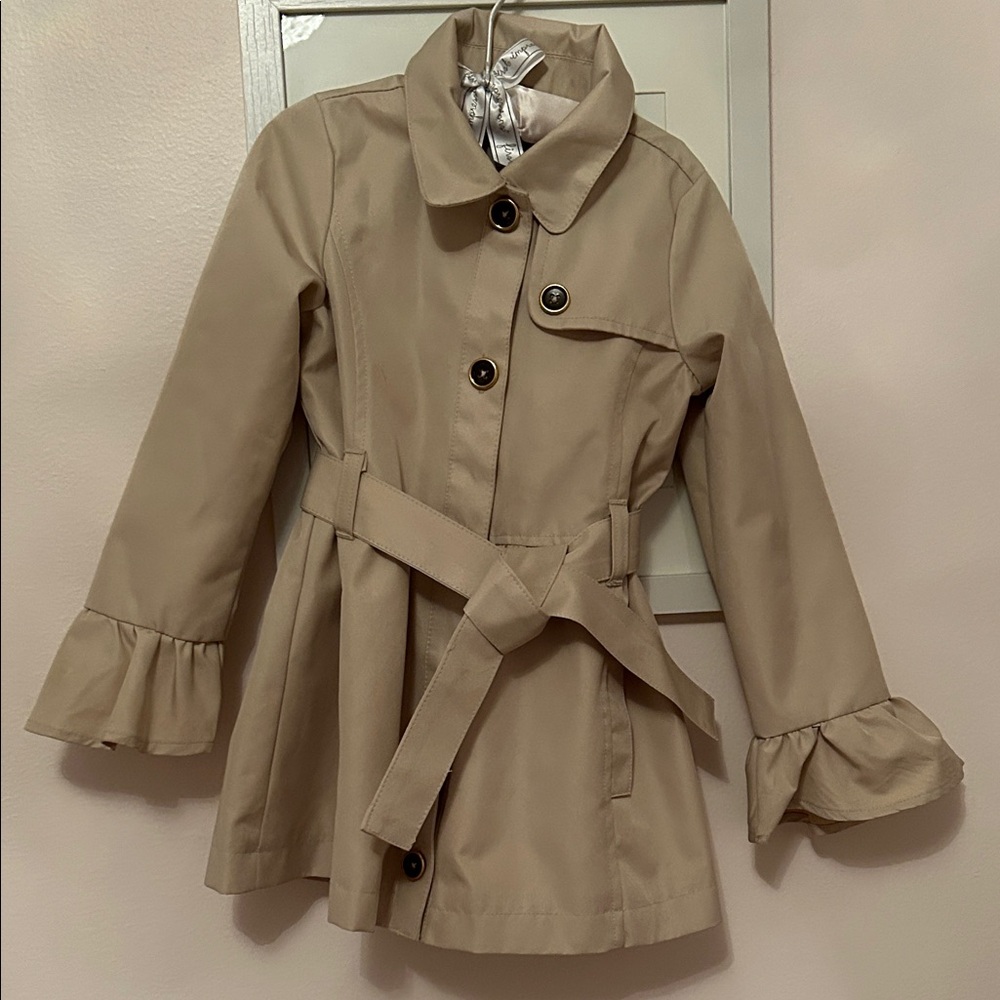 Tahari Kids Tan Raincoat with Belt